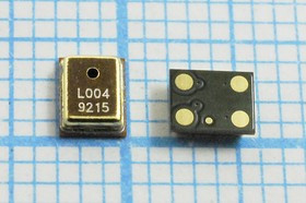 Микрофон MEMS прямоугольной формы SMD 3.7x2.9мм, чувствительность -42дБ; №14607 микм SMD03729C4\O\4C