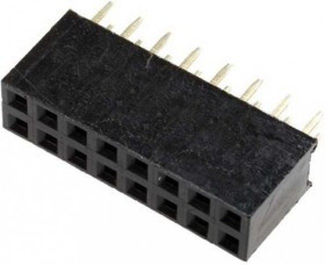 DS1023-2*8S21, Гнездо на плату, шаг 2.54мм, 2x8, прямое