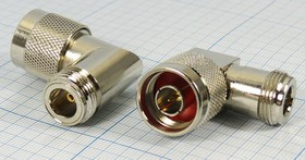 Штекер N-гнездо N, угловой, переходник, позолоченный центральный контакт; №910 штек N-гн N\\\угл