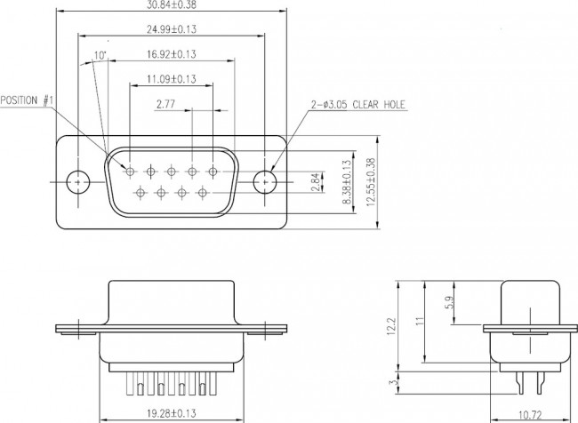 G17S0910110EU, D-Sub Standard Connectors 9P PLUG SOLDER CUP FIXED PRECISION