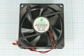 Вентилятор 80x80x25, напряжение 12В, ток 0,16А, выводы 2L, подшипник качения, FSY80B12M