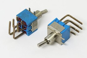 Рычажный переключатель (тумблер), 220В, 3А, переключение ON-ON, d 6.4, металлический, контакты 6PF, MTS-202-C4