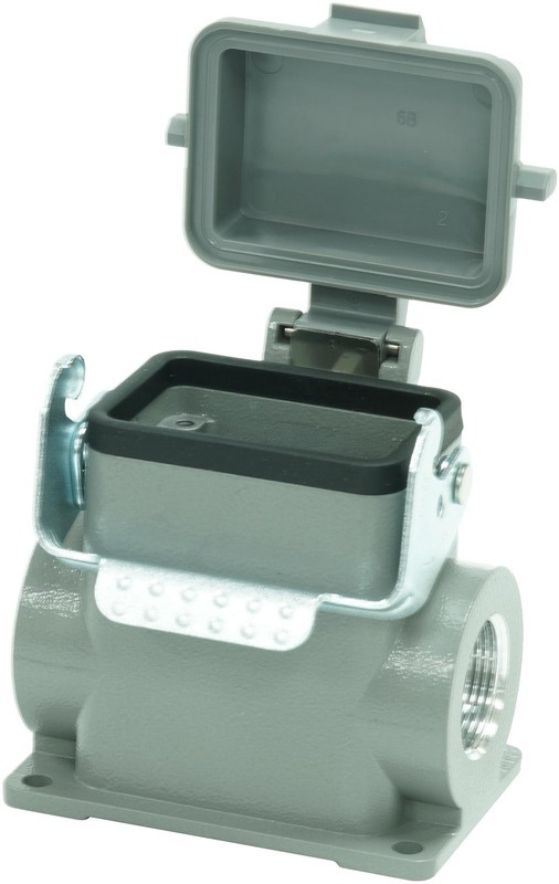 MP009362, Разъем для тяжелых условий, Основа, сквозной монтаж с гайкой, ввод сбоку, Корпус из Алюминия MP009362, Разъем для тяжелых условий, Основа, сквозной монтаж с гайкой, ввод сбоку, Корпус из Алюминия