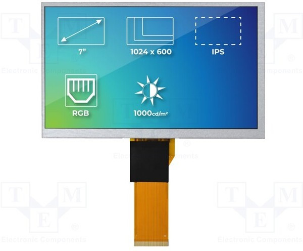 RVT70HSTNWN00, Дисплей: TFT, 7", 1024x600, Подсвет: LED, Разм: 164,9x100x5,7мм