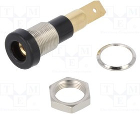 LB-I4R-A-21, Гнездо, "банан" 4мм, 25А, 30ВAC, 60ВDC, черный, винтами