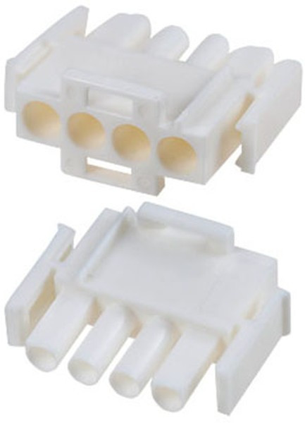 350779-4, Корпус разъема Universal MATE-N-LOK, вилка 4PIN, In-Line (Nylon, UL 94V-0) без контактов