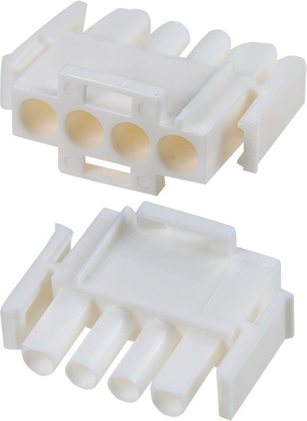 350779-4, Корпус разъема Universal MATE-N-LOK, вилка 4PIN, In-Line (Nylon, UL 94V-0) без контактов