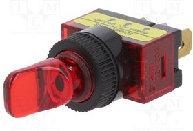 R13-110B-01, Переключатель: тумблер, Пол: 2, SPST, OFF-ON, 20A/12ВDC, 50мОм