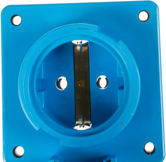 Розетка фланцевая с крышкой и байонетным замком IP68, 16A 2P+E 250V, синий 1987951