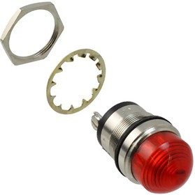556-3504-304F, LED Panel Mount Indicators Dome Red 24VDC 46mA 1300fL