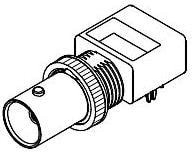 73171-0702, 75 Right Angle PCB Mount, BNC Connector, Bulkhead Fitting, jack