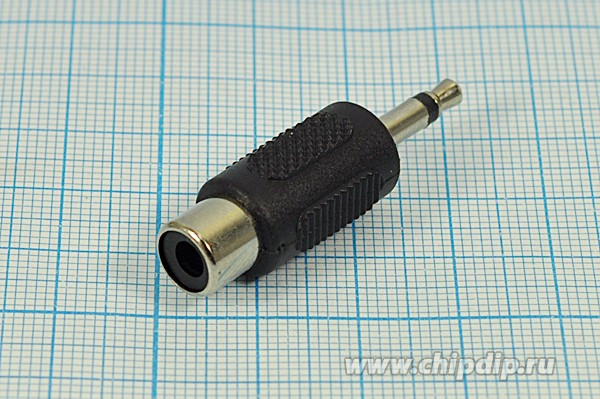 Переходник штекер Audio Jack моно 3.5мм на гнездо RCA; №966 штек 3,5моно-гн RCA\2C[Ni]\\ пласт\\[переход]