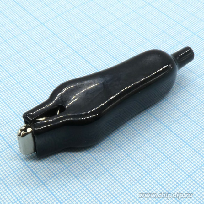 AG-125S-C, Зажим "Крокодил" с изолятором (черн.), 25А, 65мм