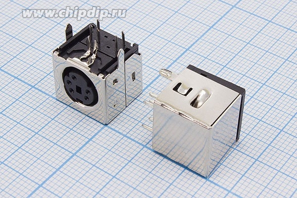Гнездо экранированное miniDIN на плату, угловое, 5 контактов; №2479 гн miniDIN\ 5HP\плат\угл\ экран\[S-VHS]\