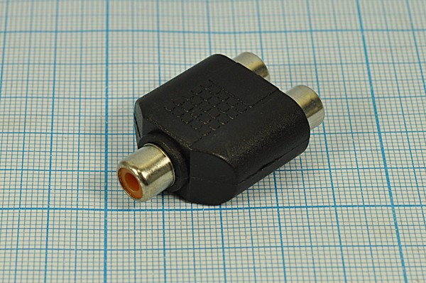Переходник гнездо RCA на два гнезда RCA; №884 гн RCA x 1-гн RCA x 2\переходник\чер\\пл\Ni\\