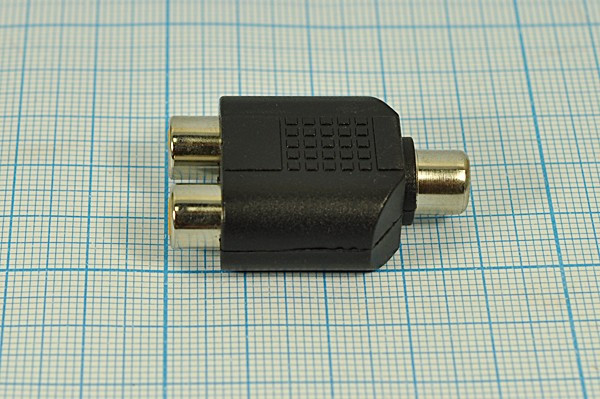 Переходник гнездо RCA на два гнезда RCA; №884 гн RCA x 1-гн RCA x 2\переходник\чер\\пл\Ni\\