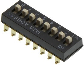 ADE08S04, DIP SWITCH, 8POS, SPST, SLIDE