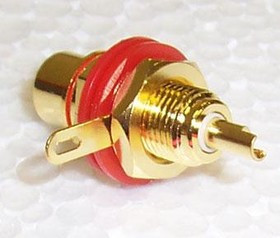 PS000113, Аудио / видео разъем RCA, 1 контакт(-ов), Гнездо, Корпус из Латуни, Красный, 8.3 мм