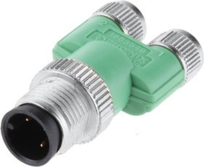 1683549, 3 Pole M12 Plug to 6 Pole M8 Socket Adapter