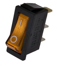 IRS-101-3C3 (желтый), Переключатель с подсветкой ON-OFF (15A 250VAC) SPST 3P