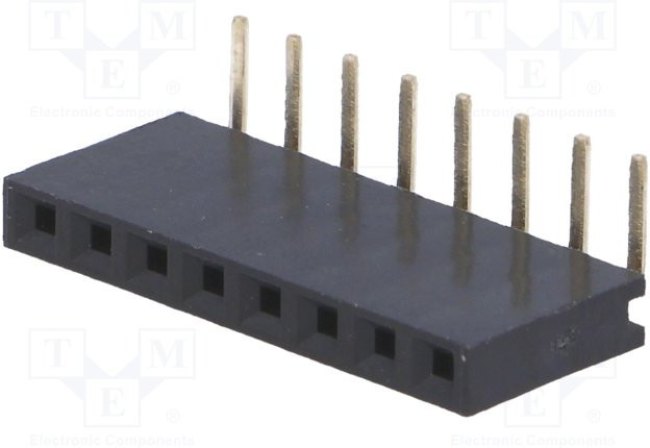 PBS-8R (DS-1024 -1x 8 - R), Гнездо на плату 2.54мм 1х8pin угловое
