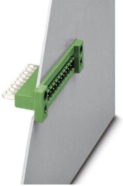 Разъем для проходного монтажа DFK-MSTB 2,5/10-G-5,08 штыревые контакты, 10 присоед., 2,5mm2, 12A, 320V, зеленый