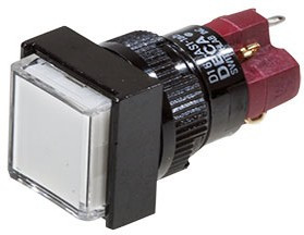 D16LAS1-1abKW, кнопка с фиксацией 250В/5А, LED подсветка 24В