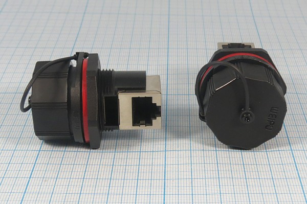 Разъем телефонный RJ45F71RA розетка, контакты 8P, на блок, угловой, RJ45F71RA