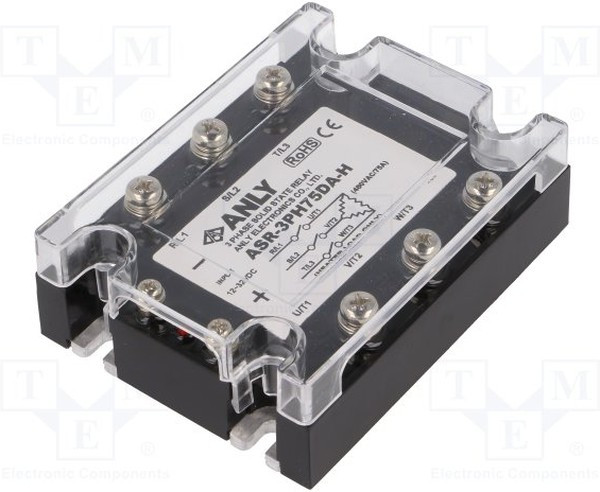 ASR-3PH75DA-H, Реле: полупроводниковое, Uупр: 12-32ВDC, 75А, 48-480ВAC, 3-фазный