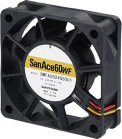 9WFA0624G6001, Axial Fan, 24 V dc, DC Operation, 27.9cfm, 3.8W, 160mA Max, IP68, 60 x 60 x 20mm