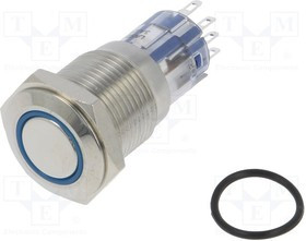 MP0045/1D2BL220S, Pushbutton Switches Vandal BL LED 220VDC Monent Act Flat pro