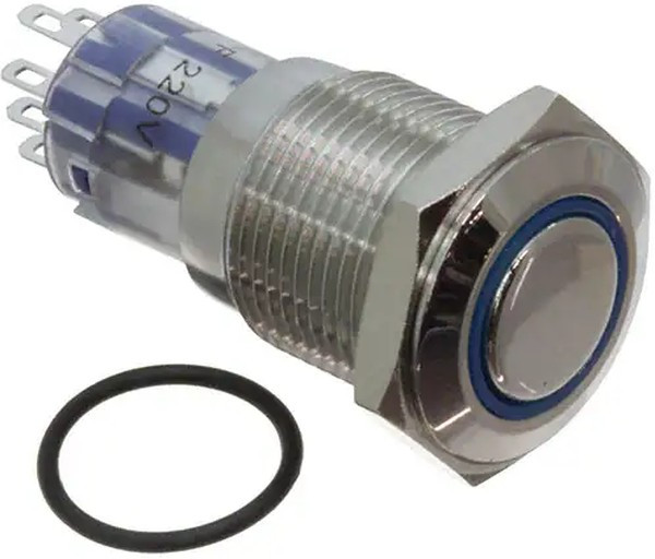 MP0045/1D2BL220S, Pushbutton Switches Vandal BL LED 220VDC Monent Act Flat pro