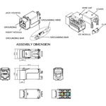Вставка Hyperline, Keystone Jack RJ-45(8P8C), категория 6A, экранированная, 110 IDC, заделка с помощ