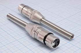 Гнездо микрофонное XLR, три контакта, на кабель, пружинный ввод, QTDZ-365; №9812 гн мик XLR\3P\каб\\пруж [Al]\QTDZ-365\