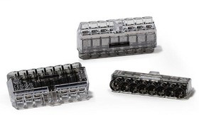 148-90053, Terminals HelaCon Plus Mini, Push-In Style Wire Connector, Double Spring, 8-Port, (PC), Black, 200/pkg