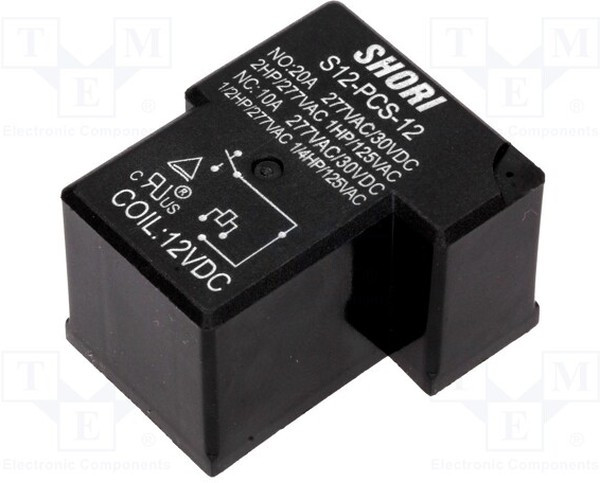 S12-PCS-12, Реле: электромагнитное, SPDT, Uобмотки: 12ВDC, Iконтакт.макс: 20А S12-PCS-12, Реле: электромагнитное, SPDT, Uобмотки: 12ВDC, Iконтакт.макс: 20А