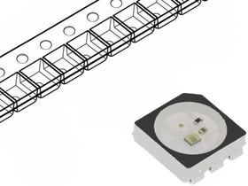 WS2813B-B, Программируемый светодиод, SMD, 5050, PLCC6, RGB, 5x5x1.6мм, 3.5-5.3V