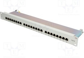 LOG-NP0040A, Patch panel; RJ45; Кат: 6; RACK; серый; Кол-во портов: 24; 19"