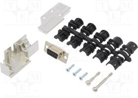 DCMR-FK-09-DBS-K, D-Sub; PIN: 9; plug; female; angled 90°; soldering; for cable; black