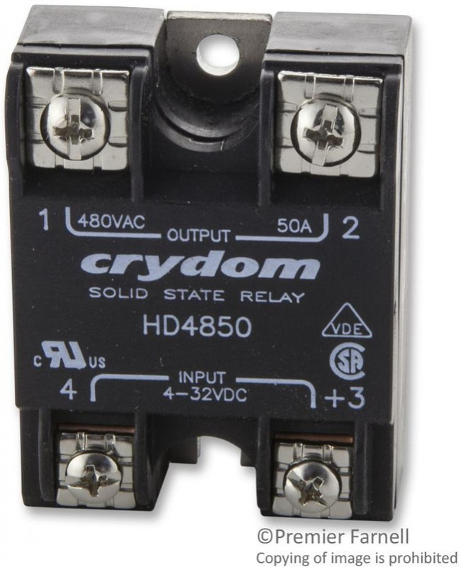 HD4850, Solid State Relay, 50 A Load, Panel Mount, 530 V Load, 32 V Control HD4850, Solid State Relay, 50 A Load, Panel Mount, 530 V Load, 32 V Control