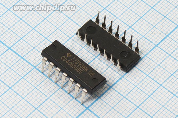 Микросхема 4069UBE, корпус DIP-14, логика; TI