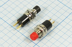 Выключатель кнопочный с фиксацией SPST, ON-OFF, красный, 125В/ 2А, PB-05A-7KR-G; №9030 R ПКн\125\ 2,0\SPST\d 7\мет\кр\\2C\ PB-05A-7KR-G\