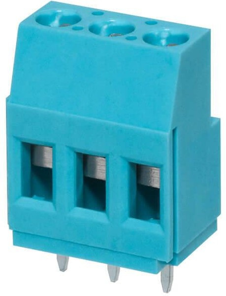TB009-508-03BE, Fixed Terminal Blocks Terminal block, screw type, 5.08 , horizontal, 3 poles, CUI Blue, slotted screw, PCB mount