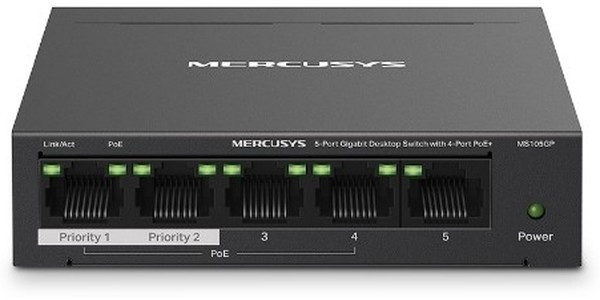 Коммутатор Mercusys MS105GP 5x1Гбит/с 4PoE+ 65W неуправляемый Коммутатор Mercusys MS105GP 5x1Гбит/с 4PoE+ 65W неуправляемый