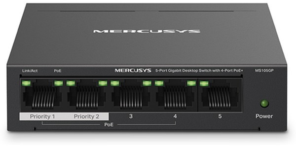 Коммутатор Mercusys MS105GP 5x1Гбит/с 4PoE+ 65W неуправляемый Коммутатор Mercusys MS105GP 5x1Гбит/с 4PoE+ 65W неуправляемый