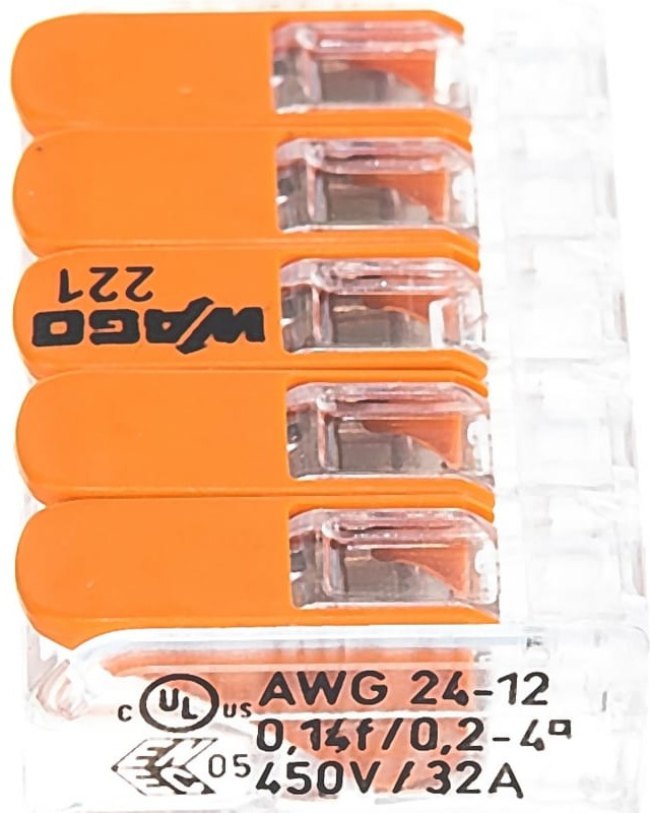 221-415, Клемма 5 контактная компактная 0,2-4 мм².