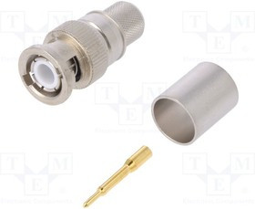 J01000A0059, Вилка, BNC, "папа", прямой, 50Ом, RG213, обжим, на провод, тефлон