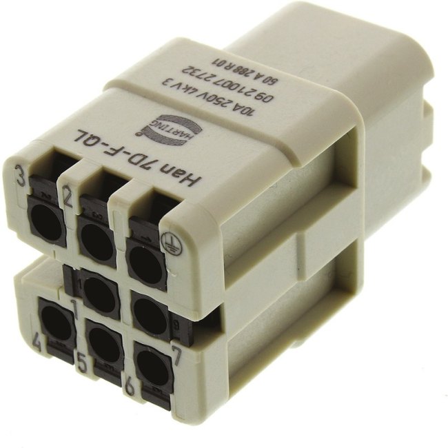 09210072632, Heavy Duty Power Connectors 7+Gnd Male Insert HAN 7D QUICK LOCK 09210072632, Heavy Duty Power Connectors 7+Gnd Male Insert HAN 7D QUICK LOCK