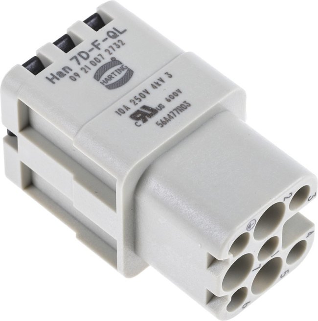 09210072632, Heavy Duty Power Connectors 7+Gnd Male Insert HAN 7D QUICK LOCK 09210072632, Heavy Duty Power Connectors 7+Gnd Male Insert HAN 7D QUICK LOCK