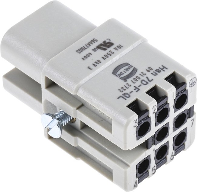 09210072632, Heavy Duty Power Connectors 7+Gnd Male Insert HAN 7D QUICK LOCK 09210072632, Heavy Duty Power Connectors 7+Gnd Male Insert HAN 7D QUICK LOCK